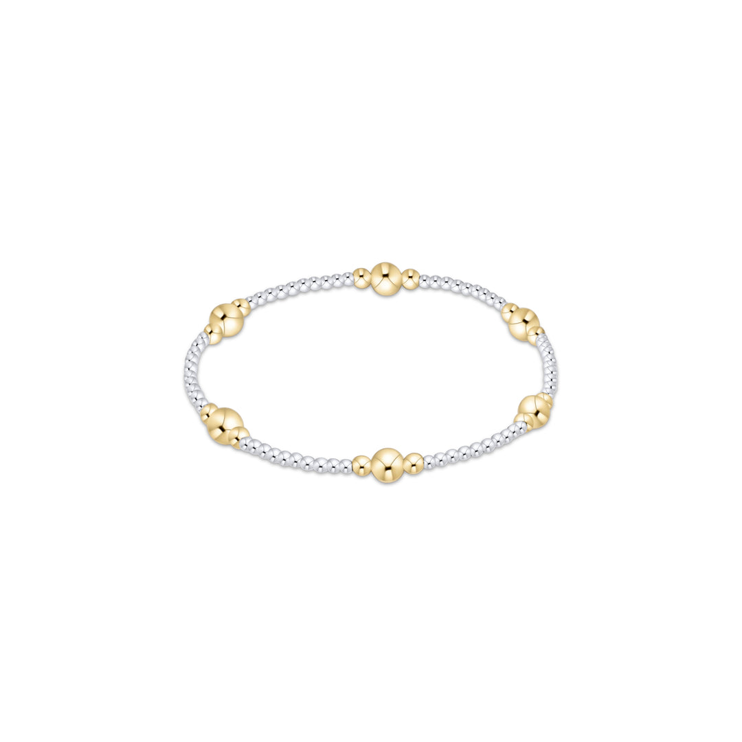 Purpose Mixed Metal 5mm Bracelet in Gold/Silver Mixed Metal - Beaded Stretch Bracelet by e. newton