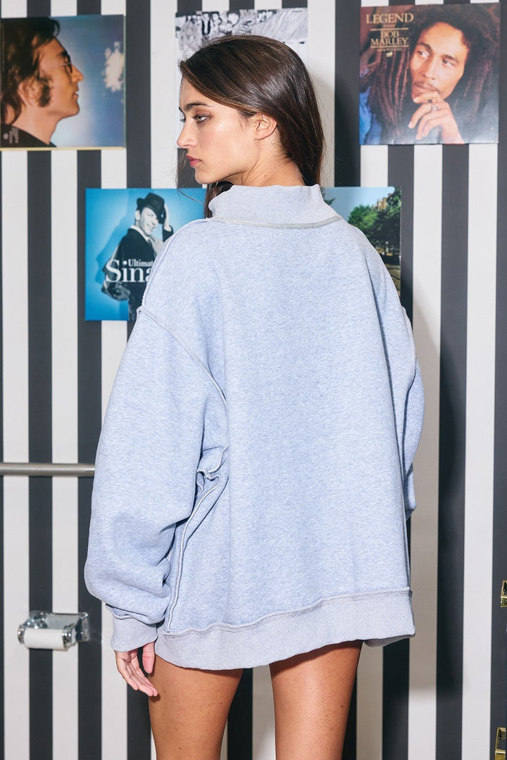 BucketListReversible Mock Sweatshirt - Polish Boutique