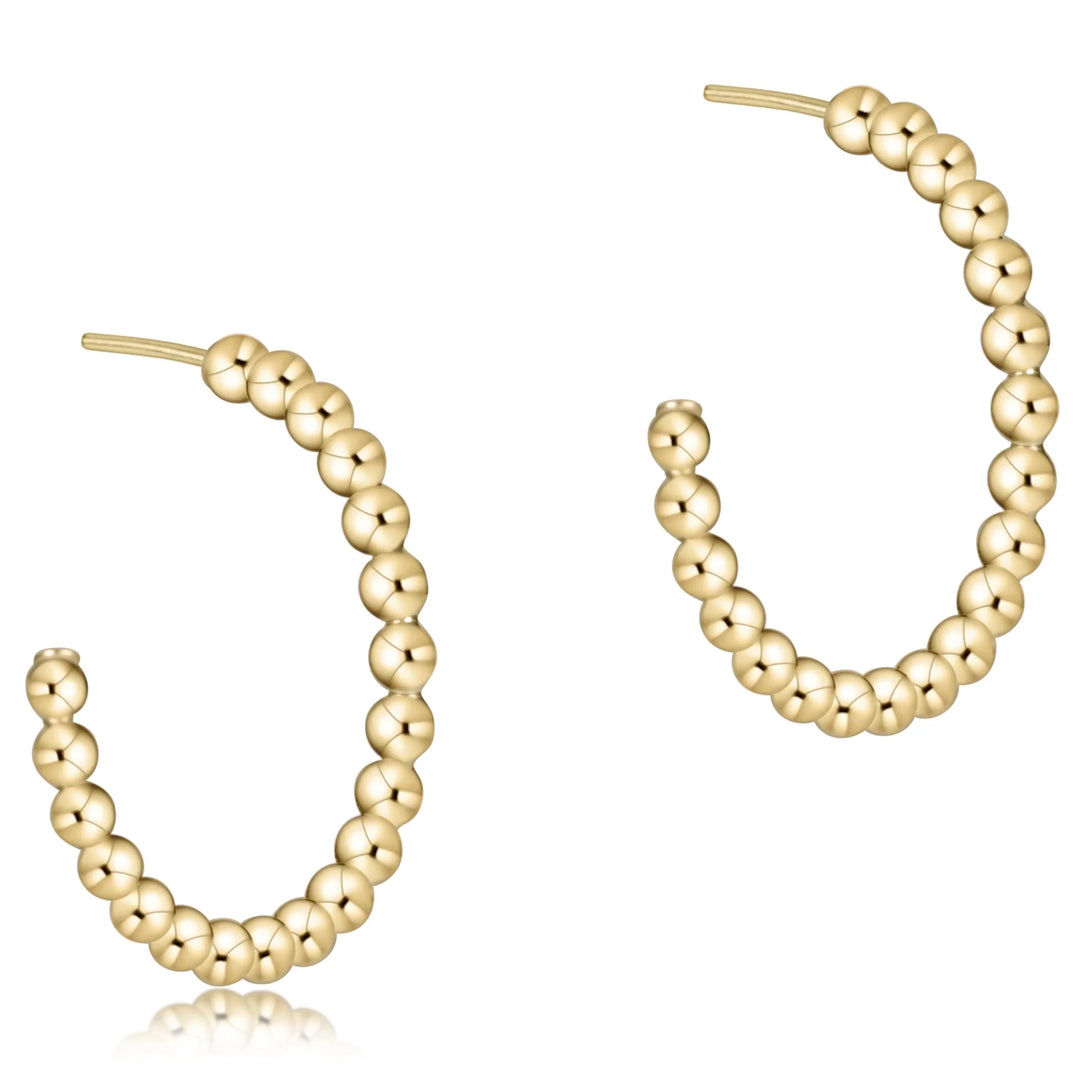 e. newtonBeaded Classic 1.25" Post Hoop, 4mm Gold - Polish Boutique
