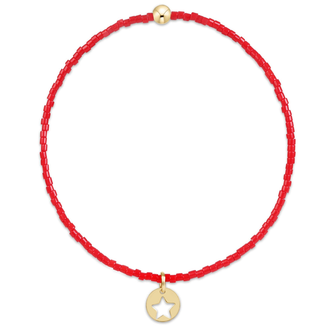e. newtonHope Classic Bracelet, Bright Red - Star Small Gold Disc - Polish Boutique