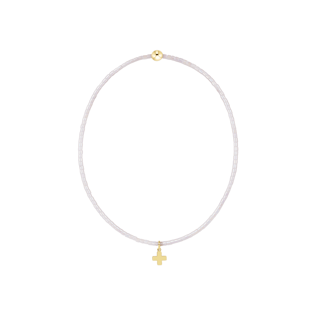 e. newtonHope Classic Silky White Bracelet - Signature Cross - Polish Boutique