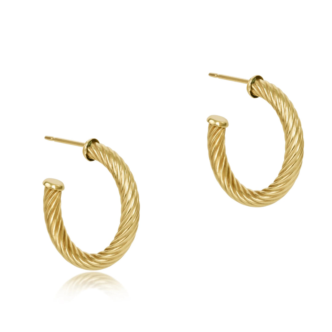 e. newtonRound Gold 1.125" Post Hoop - 4mm - Textured Twist - Polish Boutique