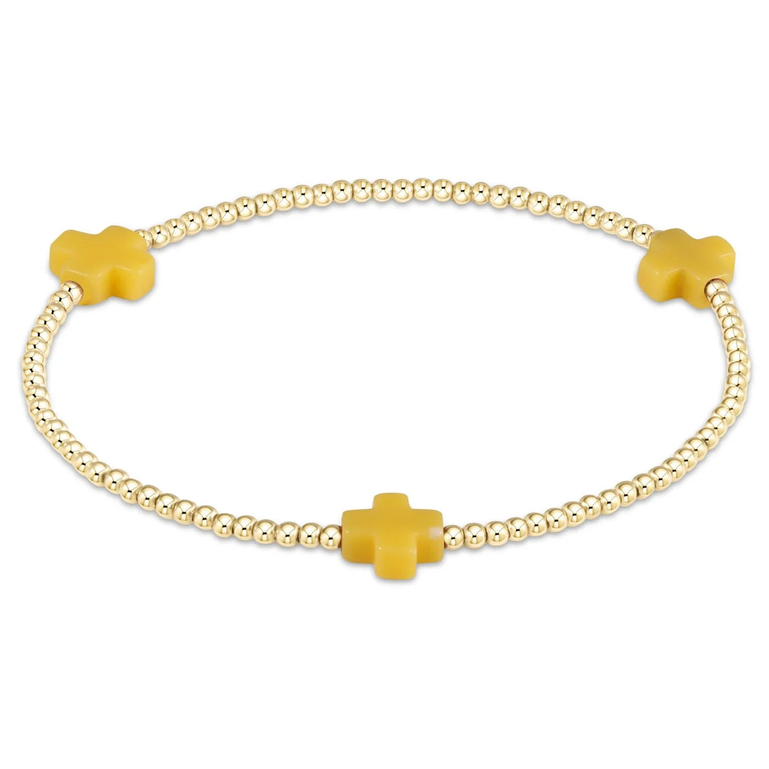 e. newtonSignature Cross 2mm Gold Bracelet - Canary - Polish Boutique