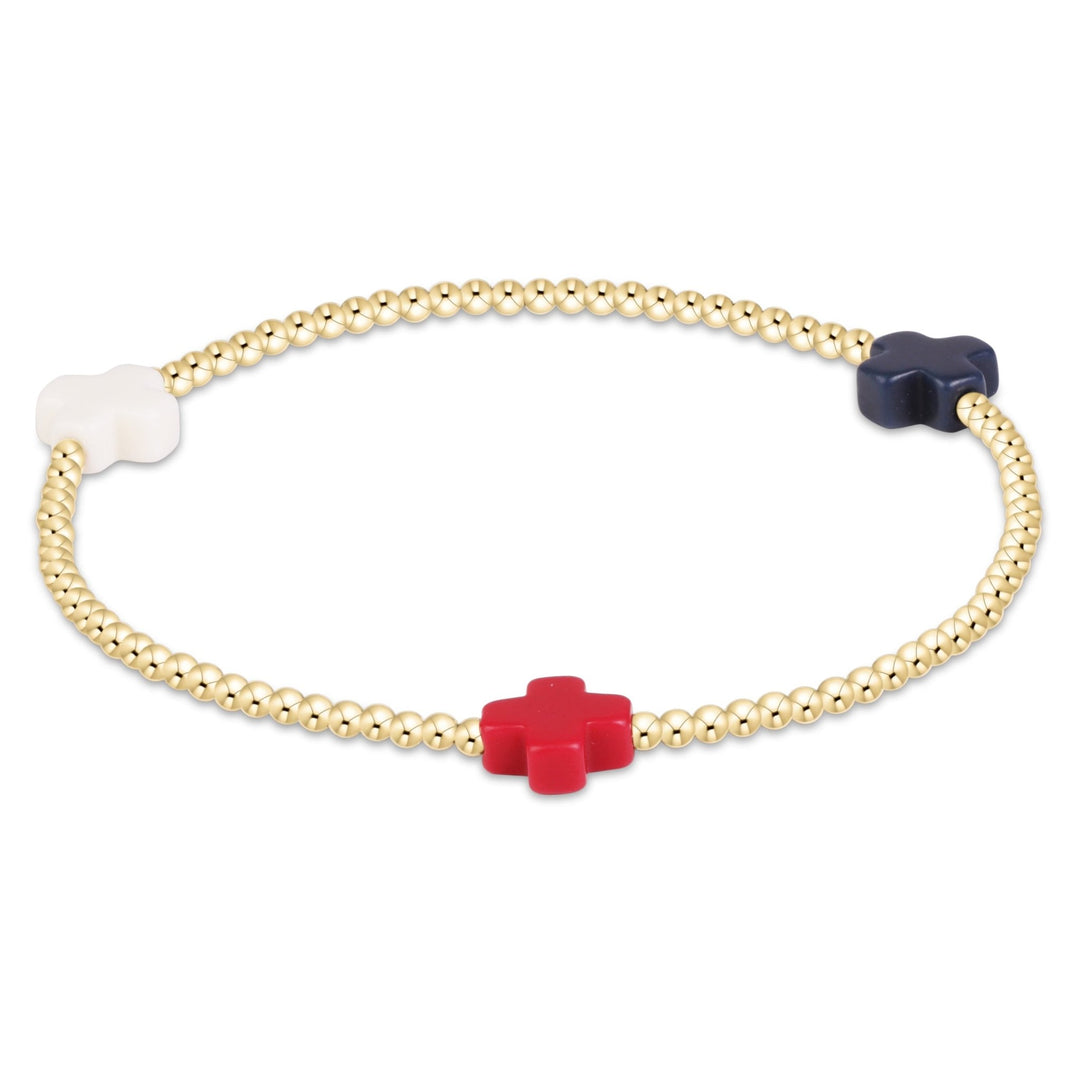 e. newtonSignature Cross 2mm Gold Bracelet - Firecracker - Polish Boutique