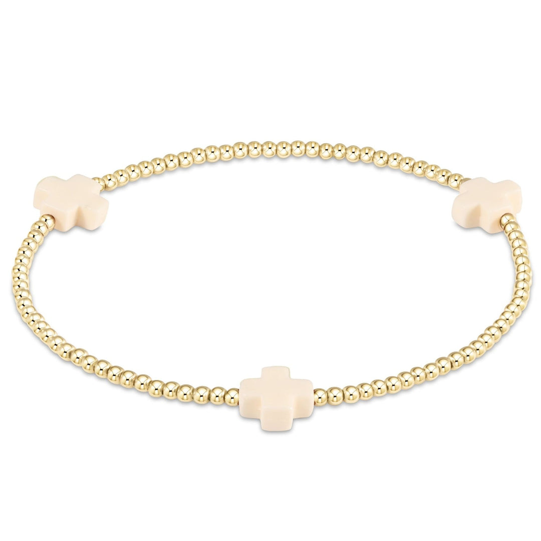 e. newtonSignature Cross 2mm Gold Bracelet - Off - White - Polish Boutique