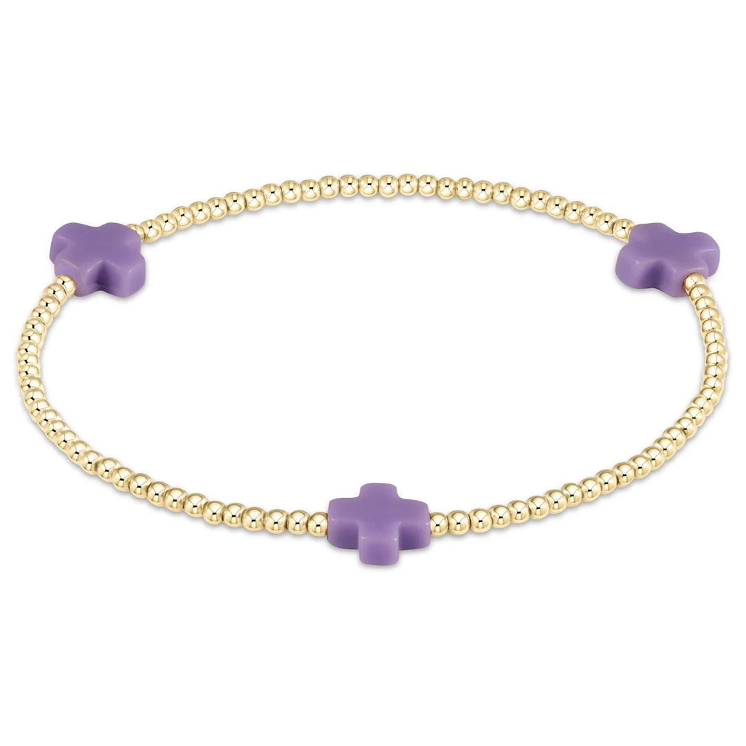 e. newtonSignature Cross 2mm Gold Bracelet - Purple - Polish Boutique