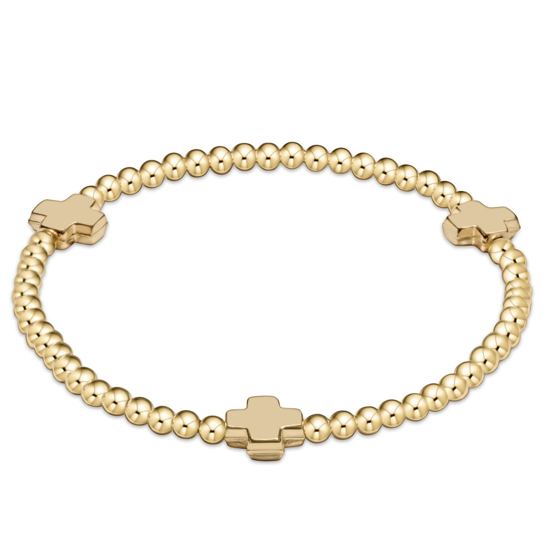 e. newtonSignature Cross 3mm Gold Bracelet - Polish Boutique