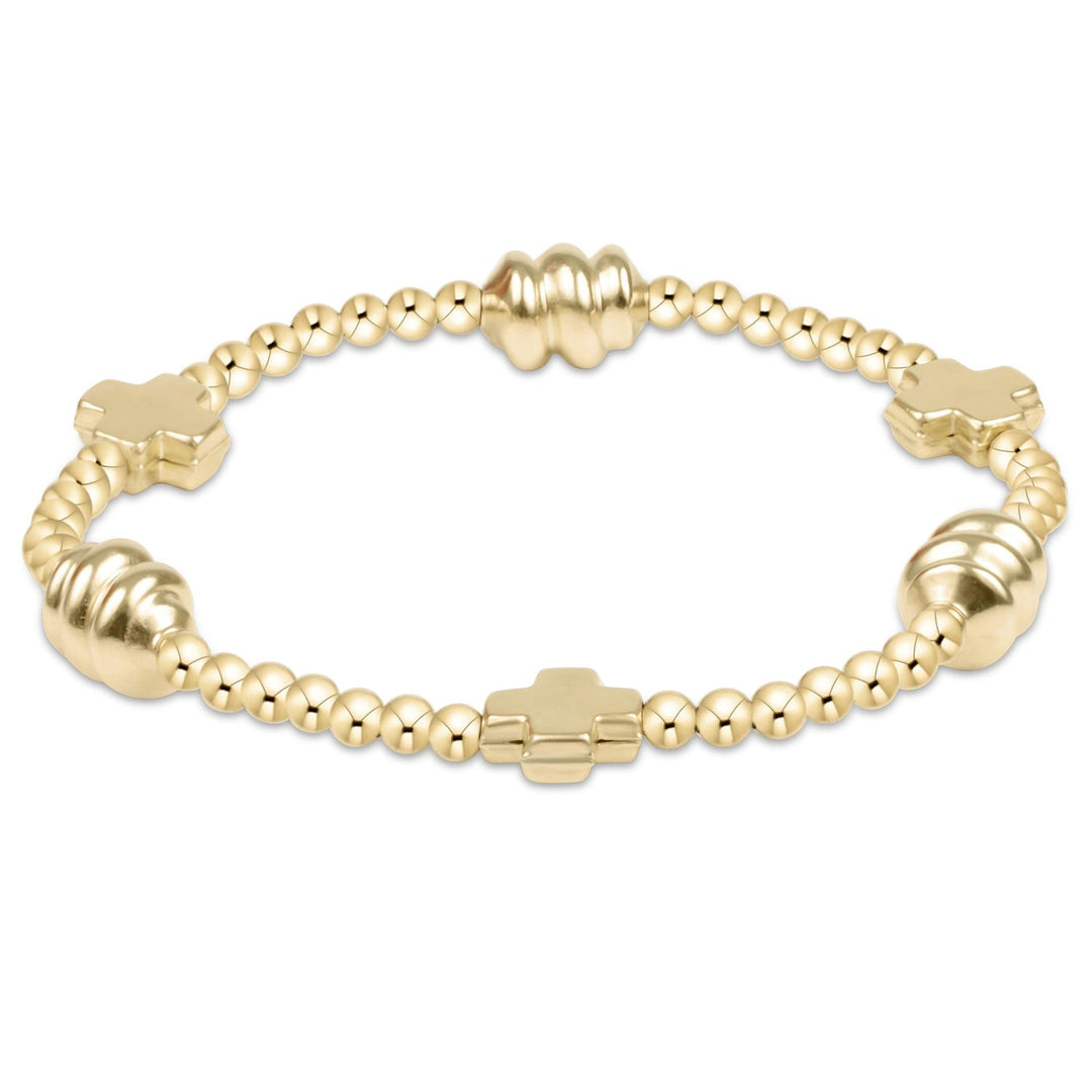 e. newtonSignature Cross Gold & Admire Gold 3mm Gold Bracelet - Polish Boutique