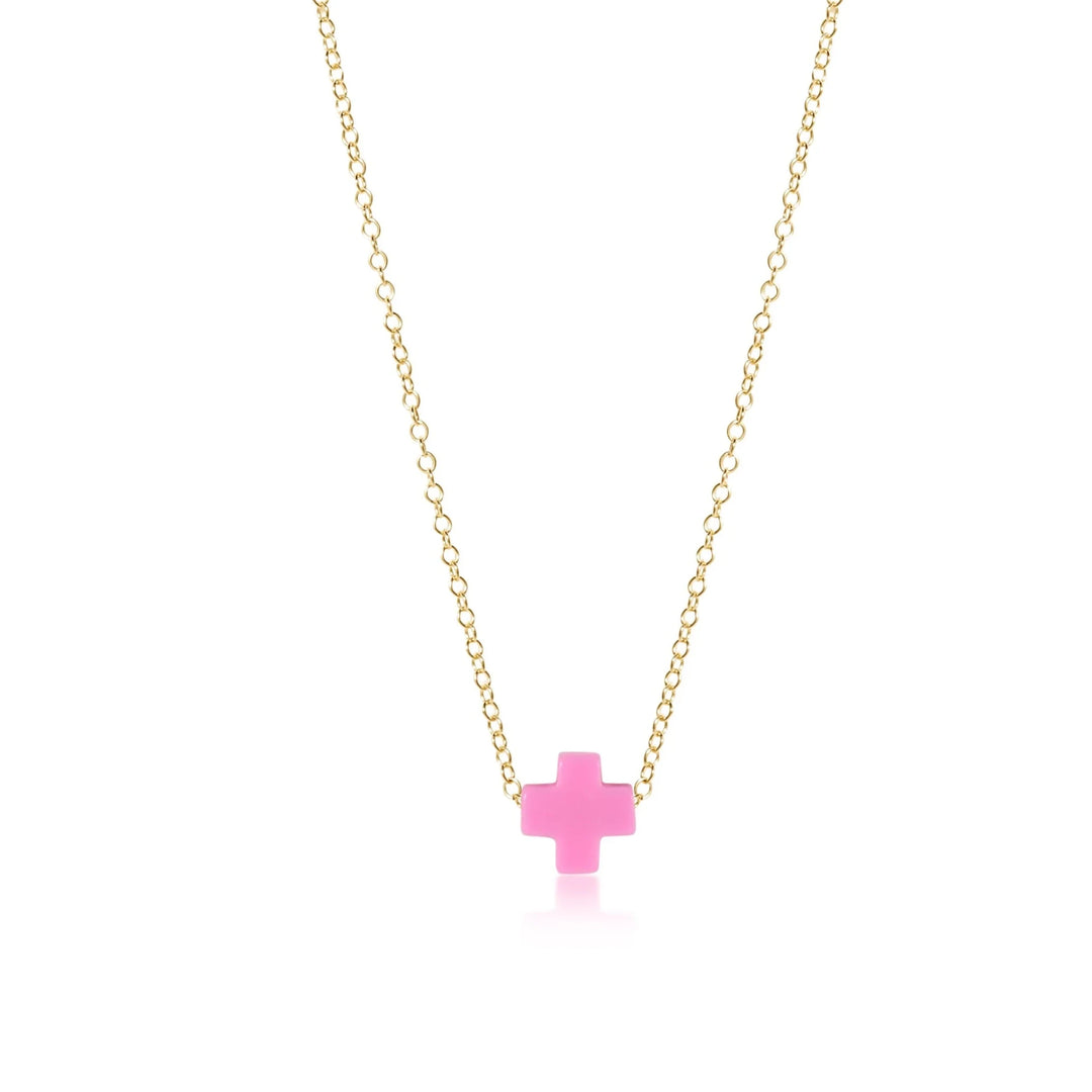 e. newtonSignature Cross Necklace, Bright Pink - Polish Boutique