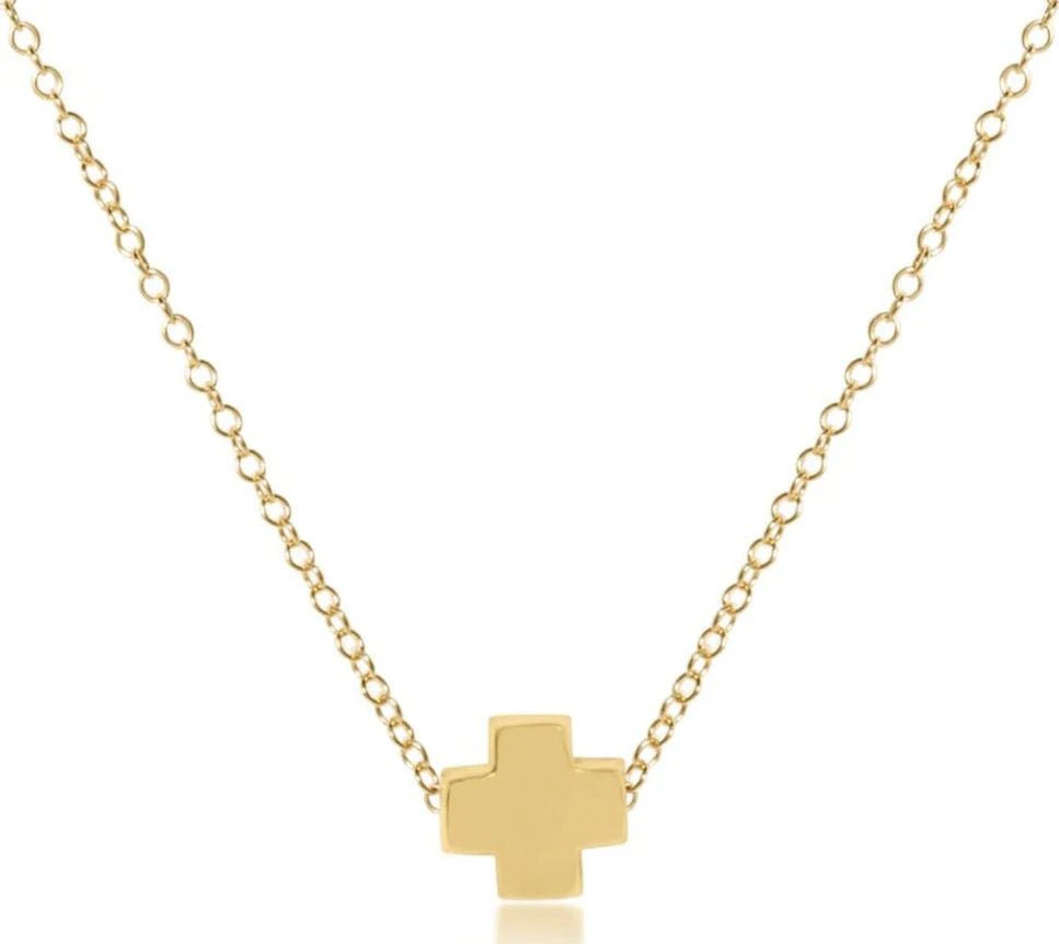 e. newtonSignature Cross Necklace, Gold - Polish Boutique