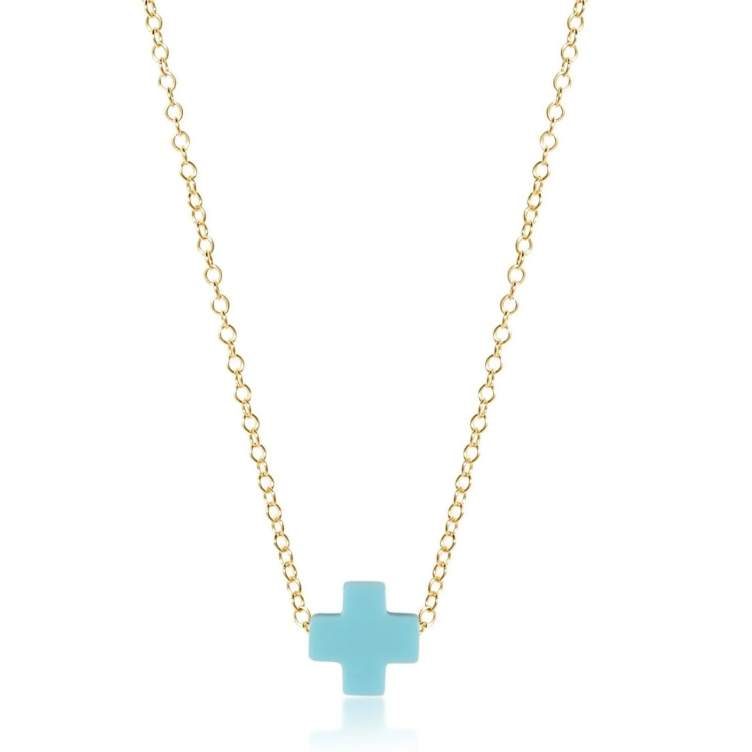e. newtonSignature Cross Necklace, Turquoise - Polish Boutique