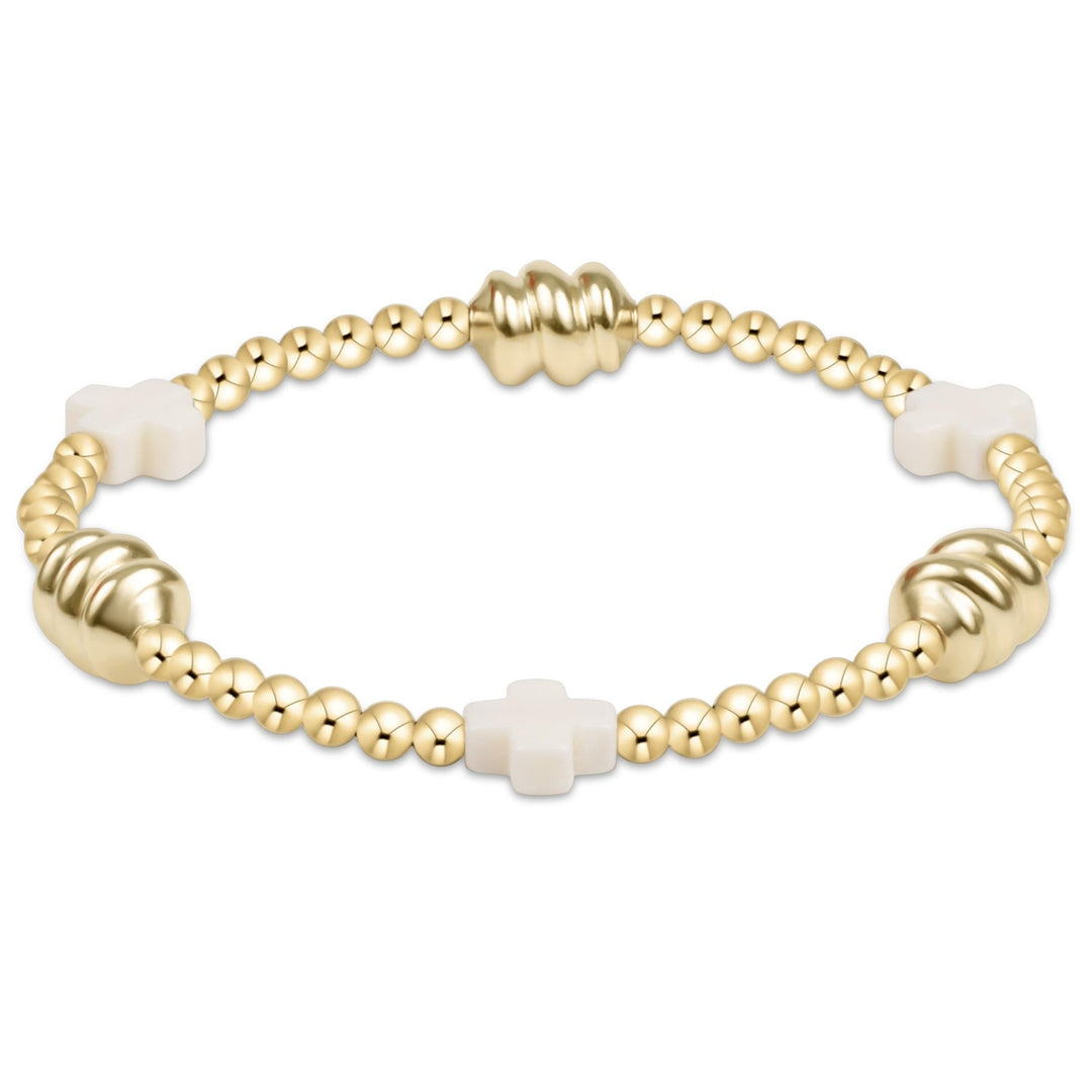 e. newtonSignature Cross Off - White & Admire Gold 3mm Gold Bracelet - Polish Boutique