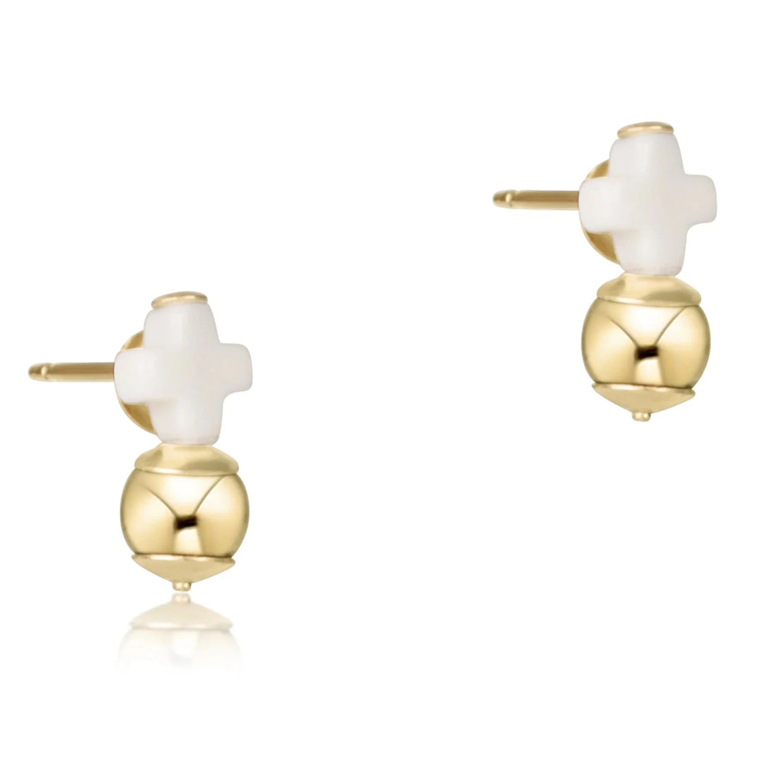 e. newtonSignature Cross Off-White Stud - Classic Gold - Polish Boutique