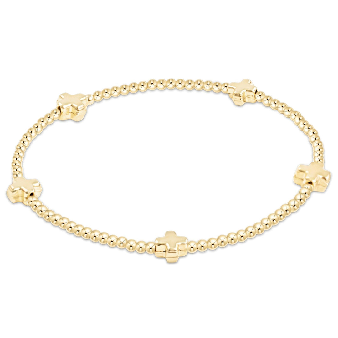 e. newtonSignature Cross Small 2mm Gold Bracelet - Gold - Polish Boutique