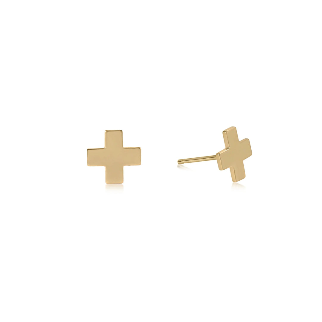e. newtonSignature Cross Stud, Gold - Polish Boutique