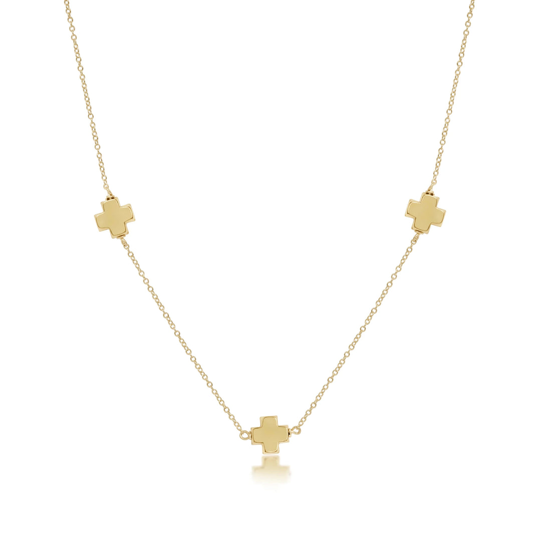 e. newtonSignature Gold Cross Simplicity Choker, 17" - Polish Boutique