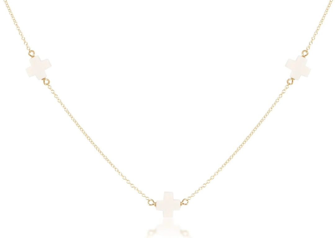 e. newtonSignature Off - White Cross Simplicity Choker, 15" - Polish Boutique