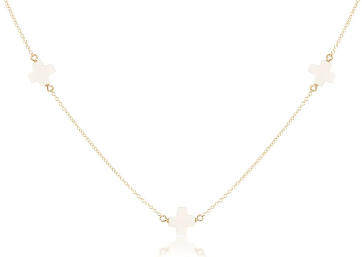 e. newtonSignature Off - White Cross Simplicity Choker, 15" - Polish Boutique