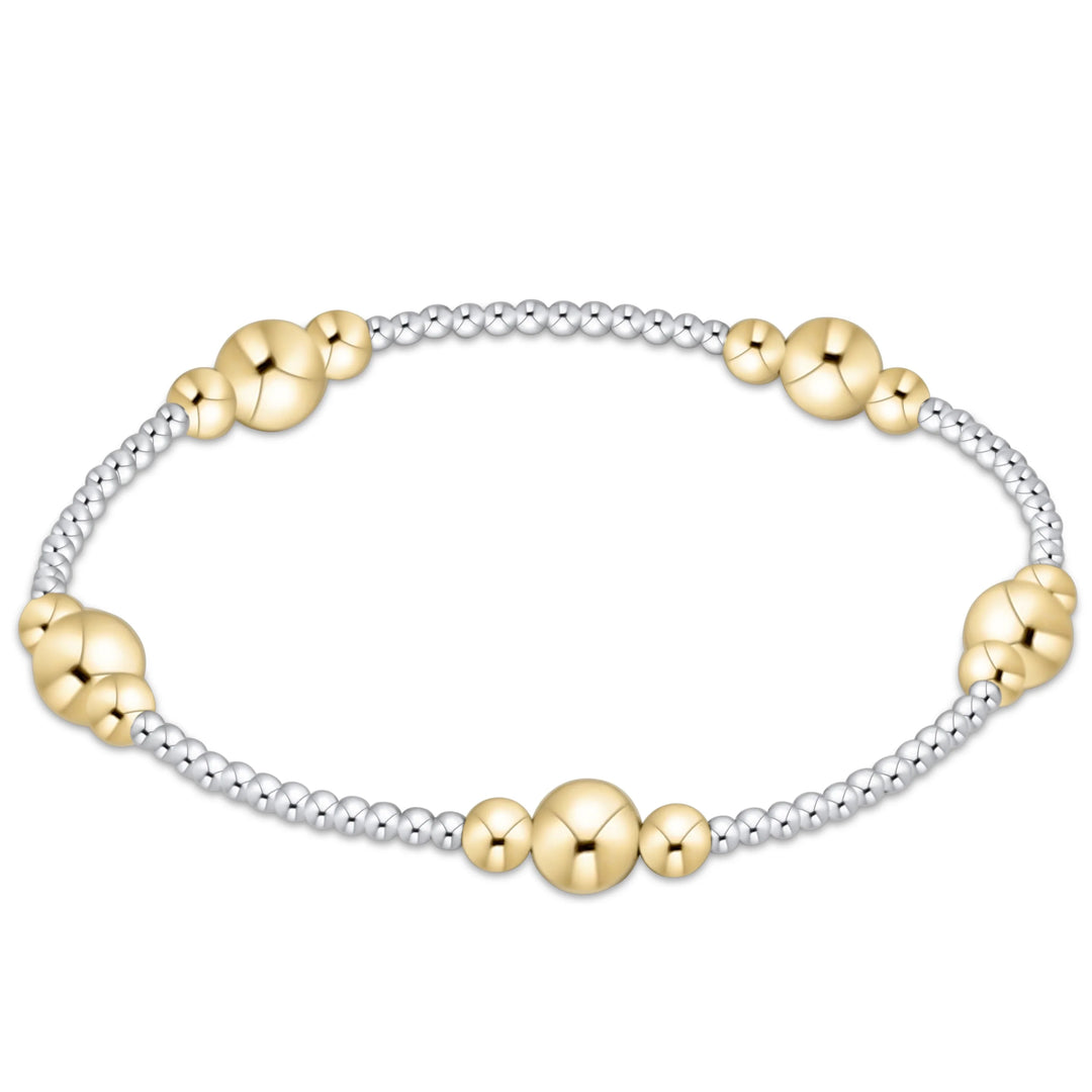 Purpose Mixed Metal 6mm Bracelet in Gold/Silver Mixed Metal - Beaded Stretch Bracelet by e. newton