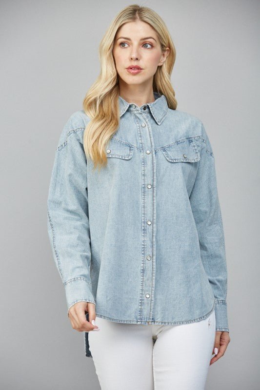 FateDiedra Denim Top - Polish Boutique