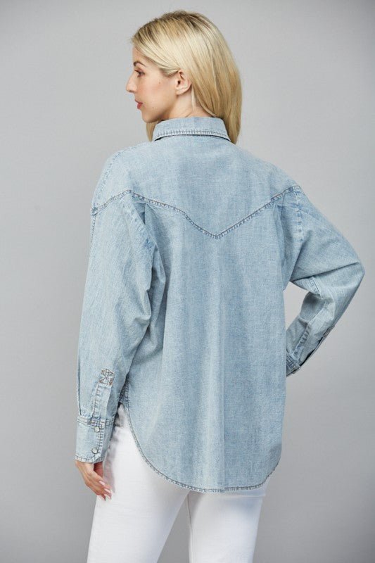 FateDiedra Denim Top - Polish Boutique