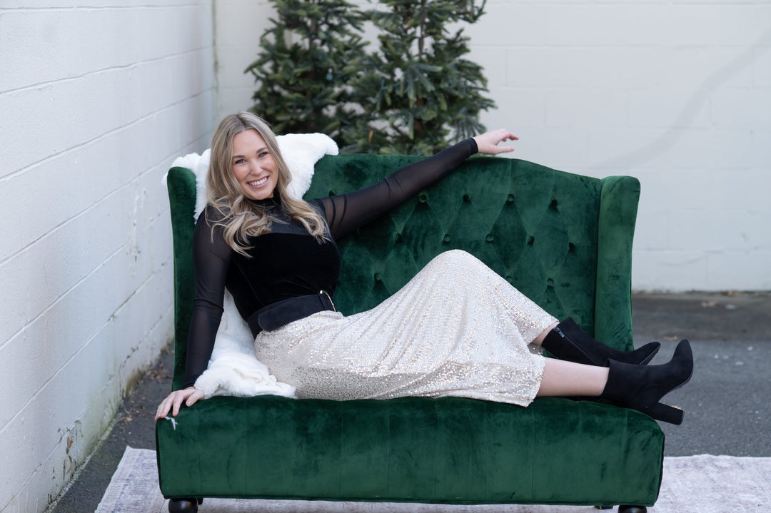 Hem & ThreadSequin Midi Skirt - Polish Boutique