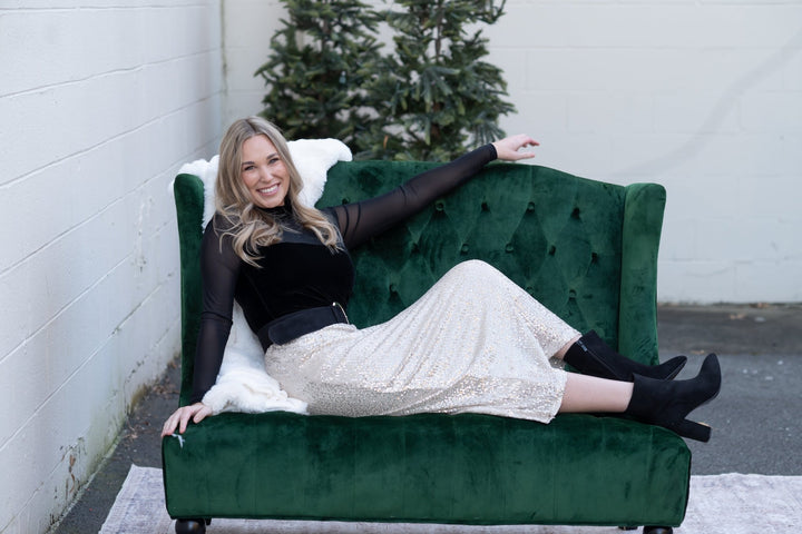 Hem & ThreadSequin Midi Skirt - Polish Boutique