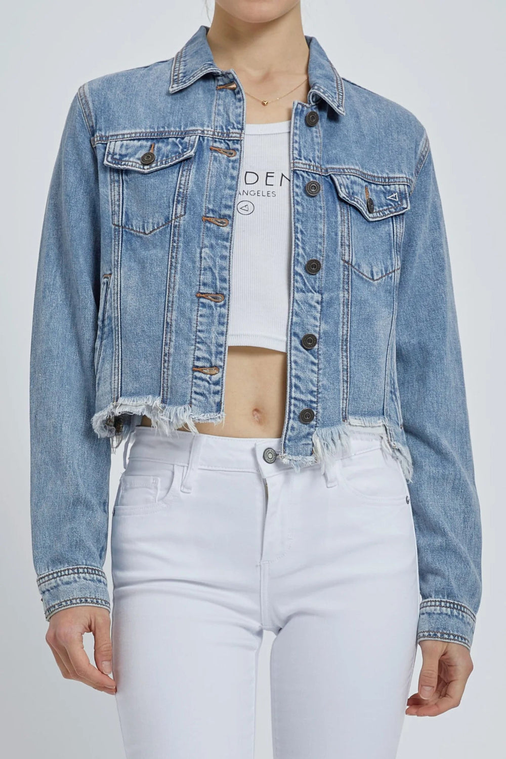 HiddenRebel Frayed Jean Jacket - Polish Boutique