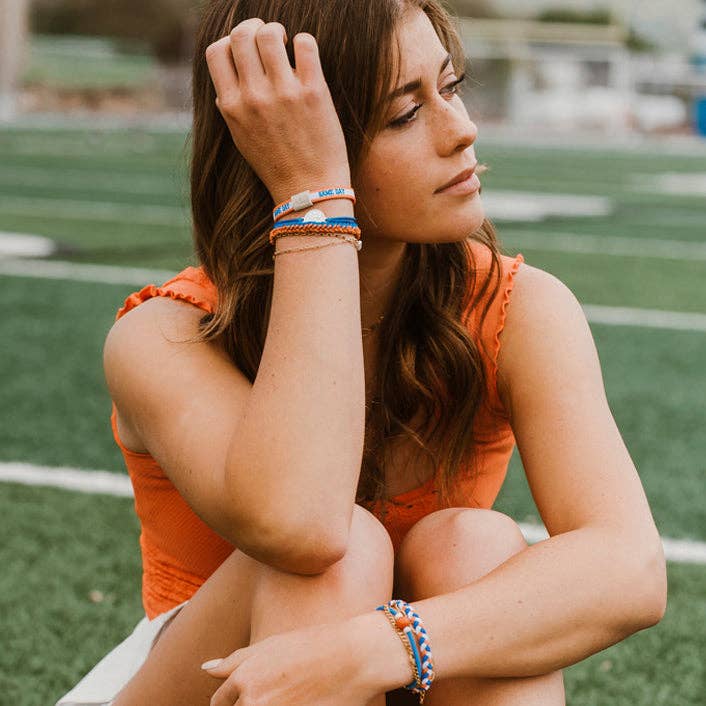 K'lani"Game Day" Blue & Orange Hair Tie Bracelets - Polish Boutique