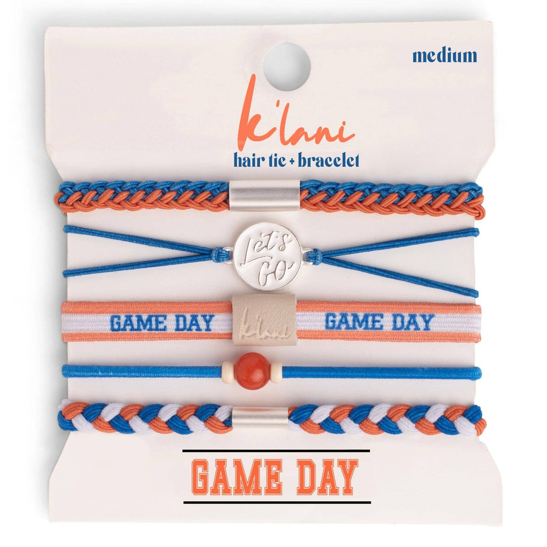 K'lani"Game Day" Blue & Orange Hair Tie Bracelets - Polish Boutique