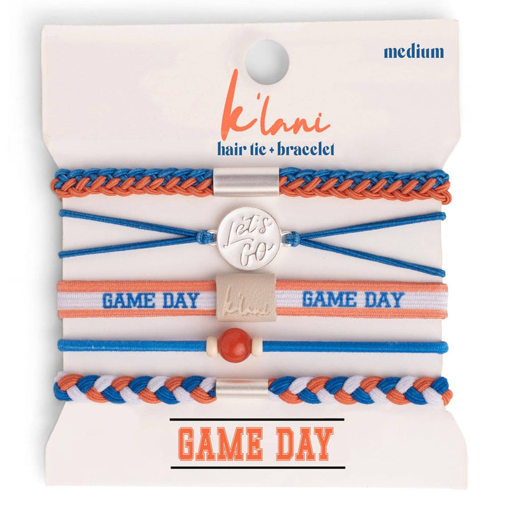 K'lani"Game Day" Blue & Orange Hair Tie Bracelets - Polish Boutique