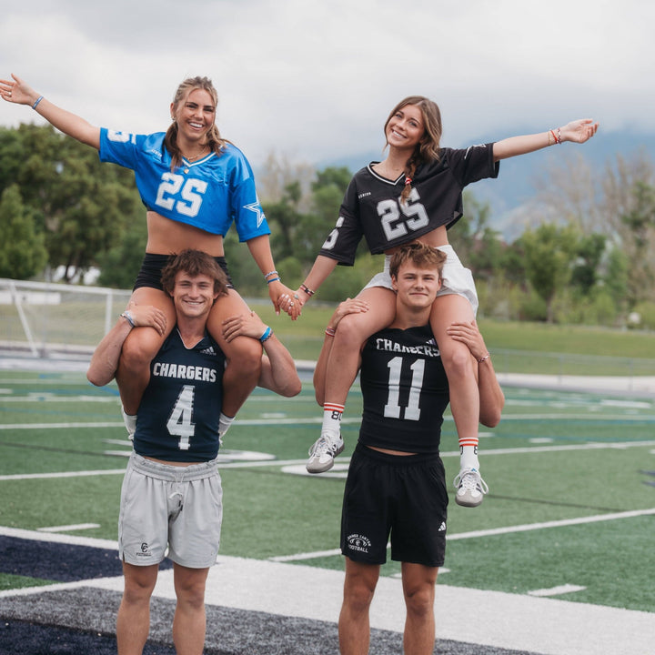 K'lani"Game Day" Blue & White Hair Tie Bracelets - Polish Boutique