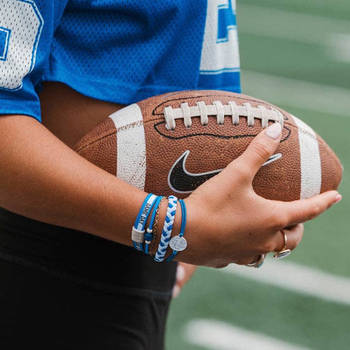 K'lani"Game Day" Blue & White Hair Tie Bracelets - Polish Boutique