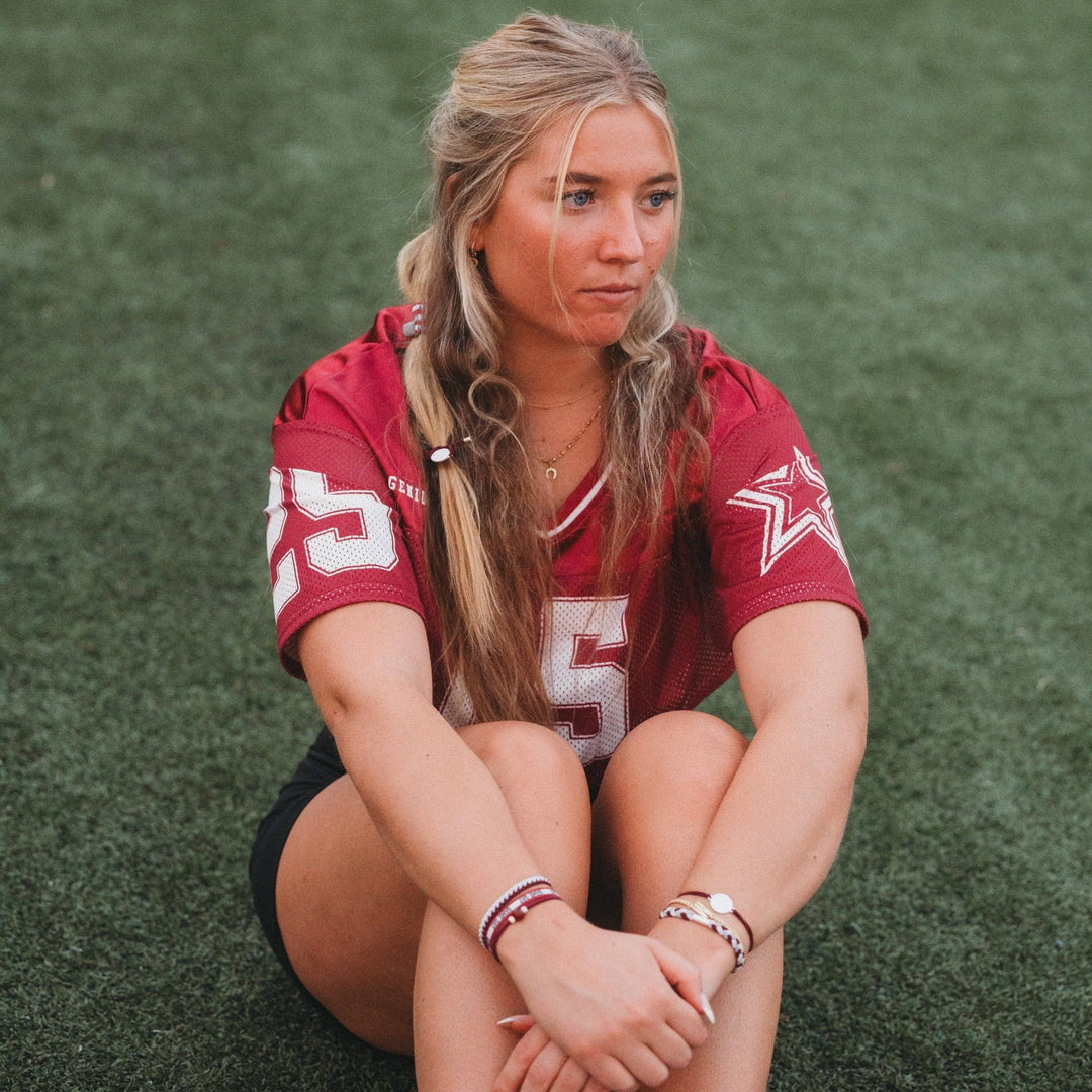 K'lani"Game Day" Maroon & Gray Hair Tie Bracelets - Polish Boutique