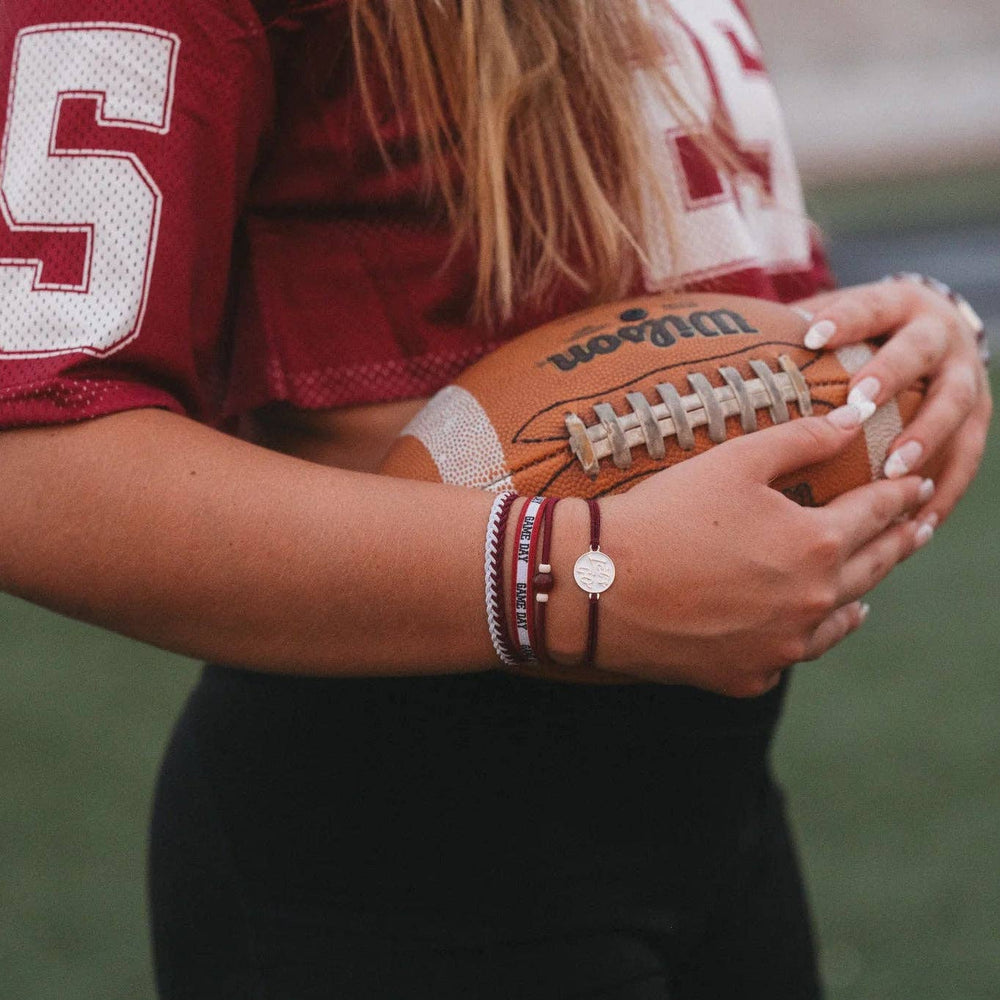 K'lani"Game Day" Maroon & Gray Hair Tie Bracelets - Polish Boutique