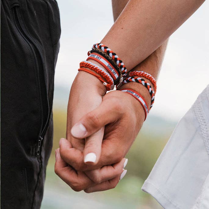 K'lani"Game Day" Red, Black & White Hair Tie Bracelets - Polish Boutique