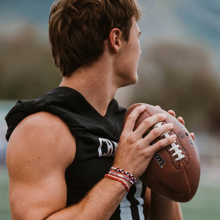 K'lani"Game Day" Red, Black & White Hair Tie Bracelets - Polish Boutique