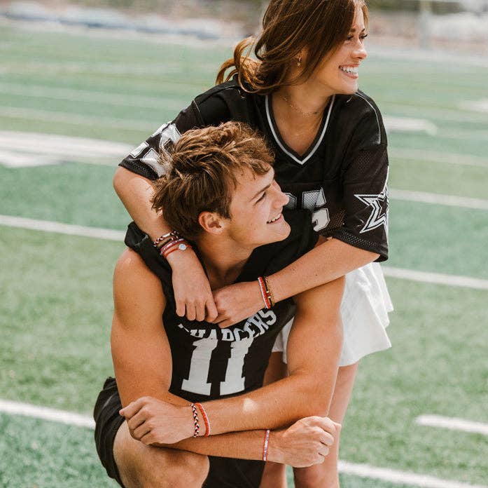 K'lani"Game Day" Red, Black & White Hair Tie Bracelets - Polish Boutique