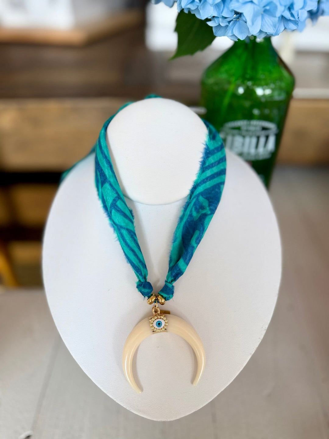 Leave A MarkEuropean Silk Necklace with Horn Charm - Polish Boutique