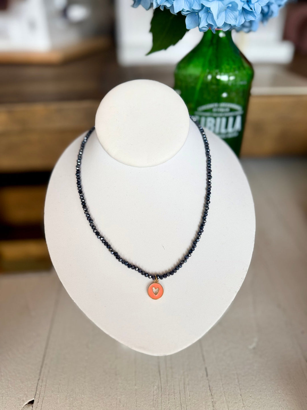 Leave A MarkNavy & Orange Gameday Necklace with Heart Charm - Polish Boutique