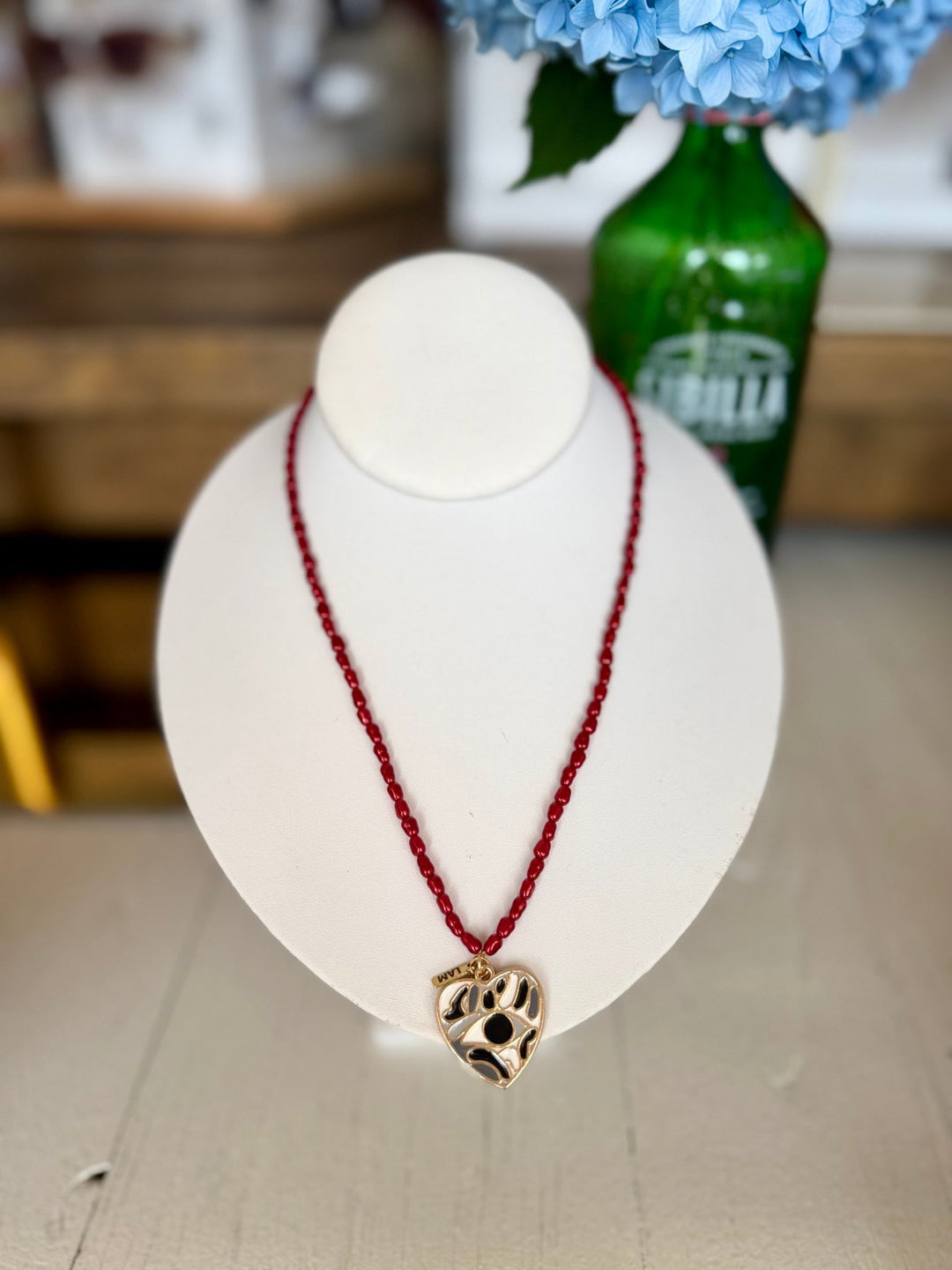 Leave A MarkRed & Black Gameday Necklace with Heart Charm - Polish Boutique