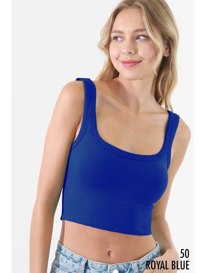 NIKIBIKIChevron Ribbed Crop - Polish Boutique