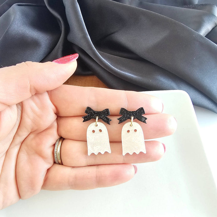 Polish BoutiqueMini Bow Ghost Earrings - Polish Boutique