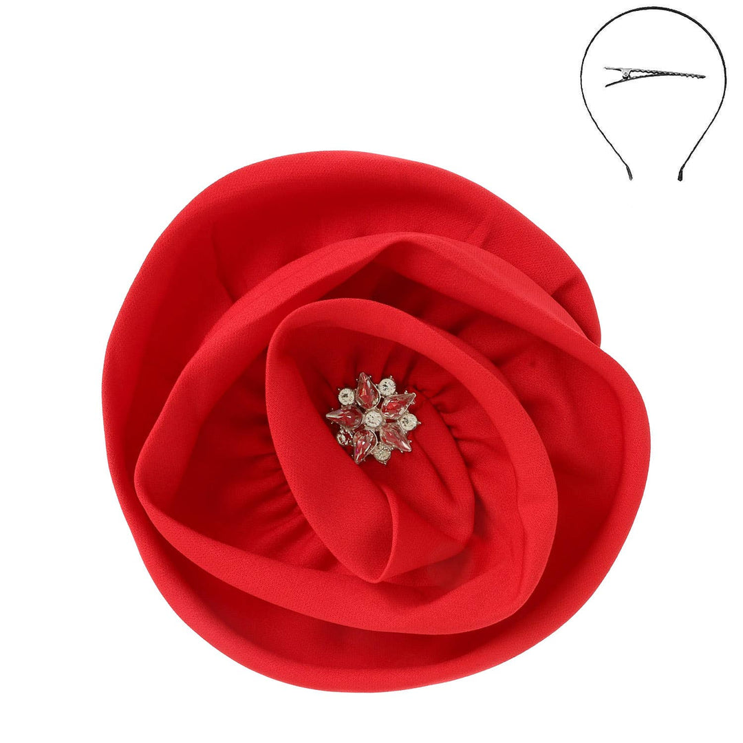 SP Sophia CollectionFloral Fascinator Hat with Rhinestone Center - Polish Boutique