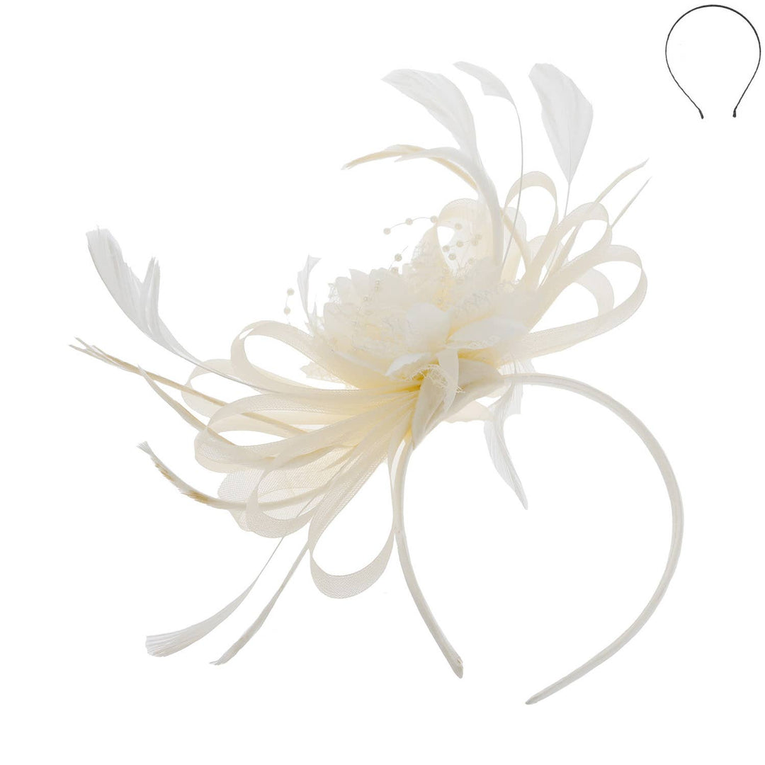 SP Sophia CollectionFloral Fascinator with Side Loops & Feathers - Polish Boutique