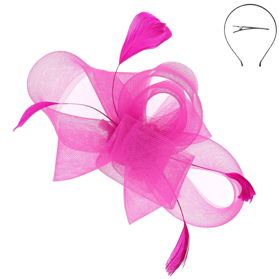 SP Sophia CollectionLarge Organza Bow w/ Feathers Fascinator - Polish Boutique