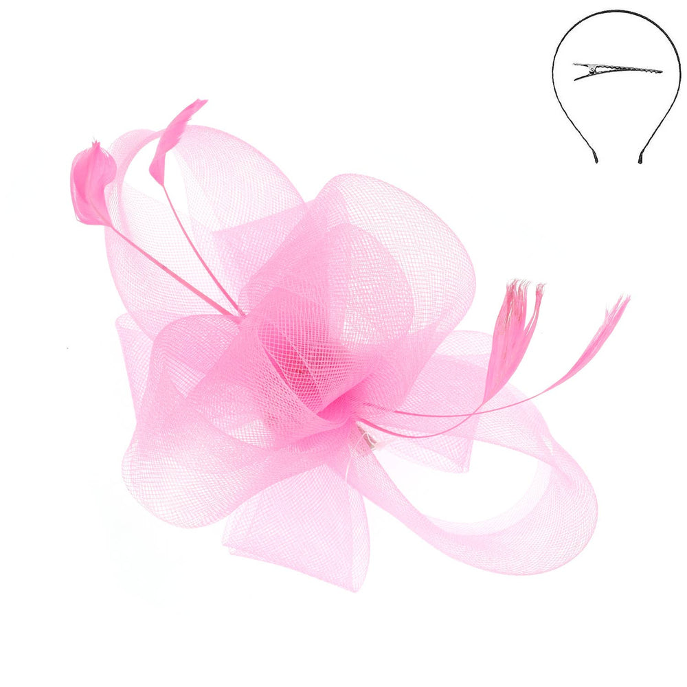 SP Sophia CollectionLarge Organza Bow w/ Feathers Fascinator - Polish Boutique