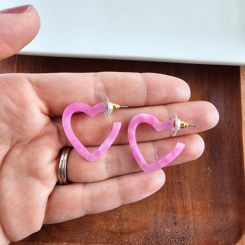 Spiffy & SplendidMini Heart Hoops, Light Pink - Polish Boutique