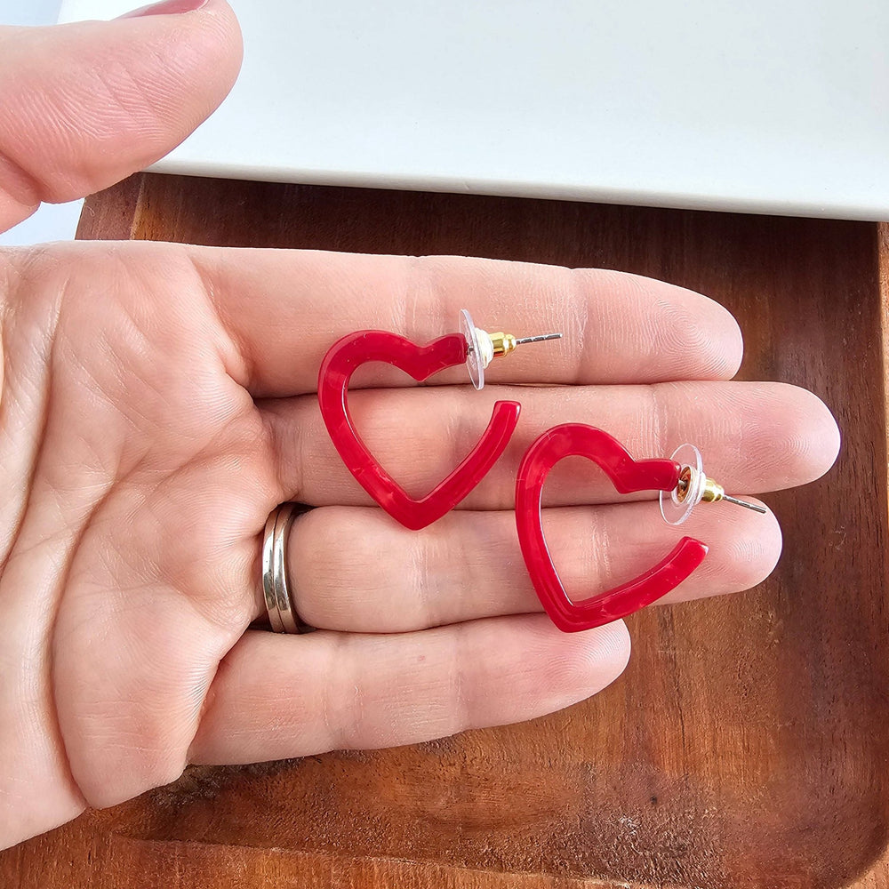 Spiffy & SplendidMini Heart Hoops, Red - Polish Boutique